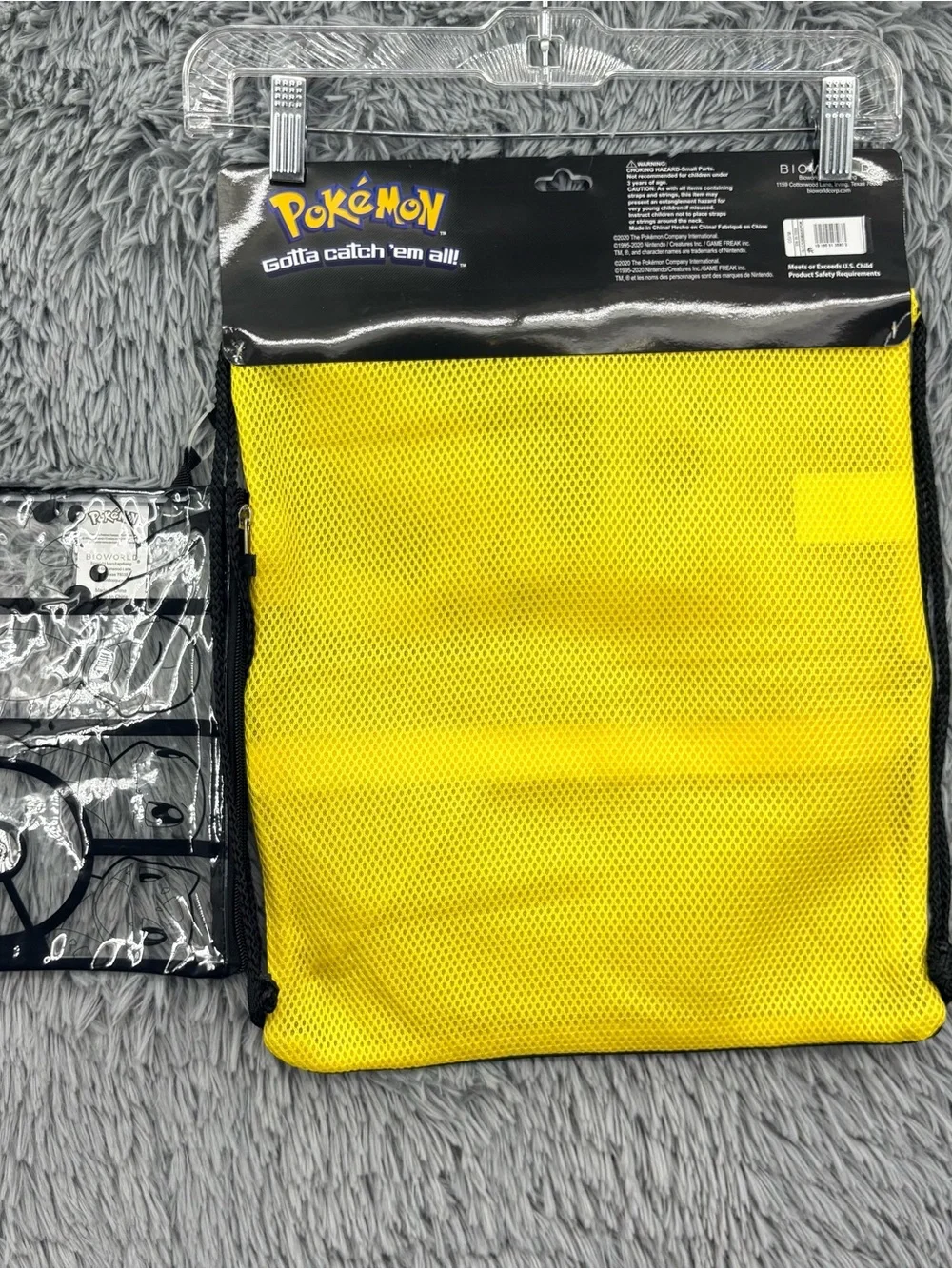 Pokemon Drawstring Backpack Zippered Pouch Brand New Gaming School Pikachu
